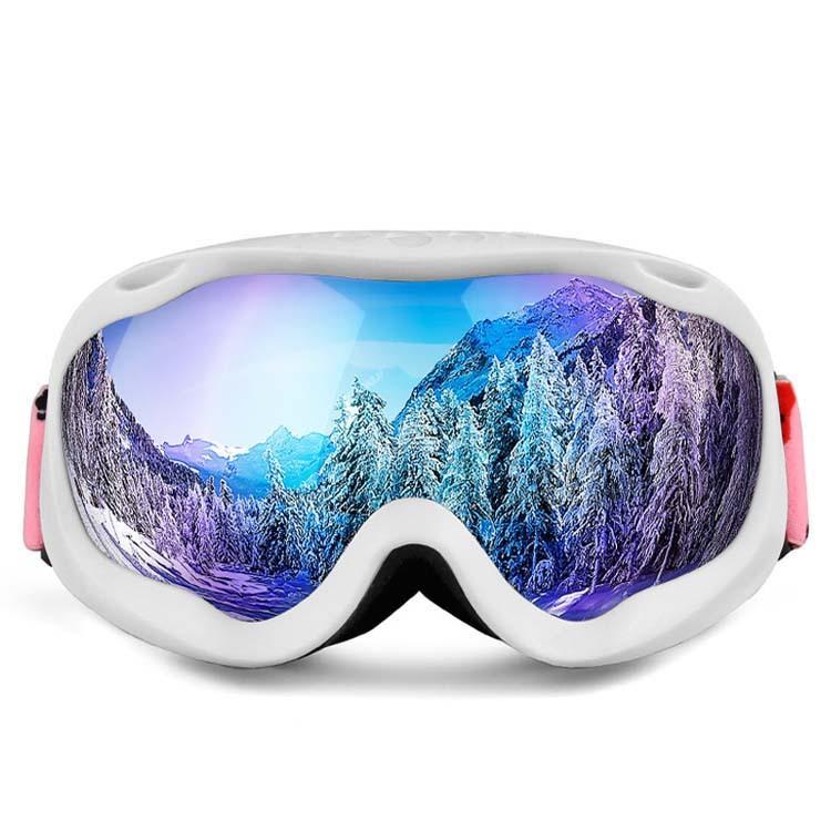 Outdoor professional ski goggles, mountaineering ski goggles, double-layer anti-fog cycling fashion ski glasses White frame, real REVO Bl