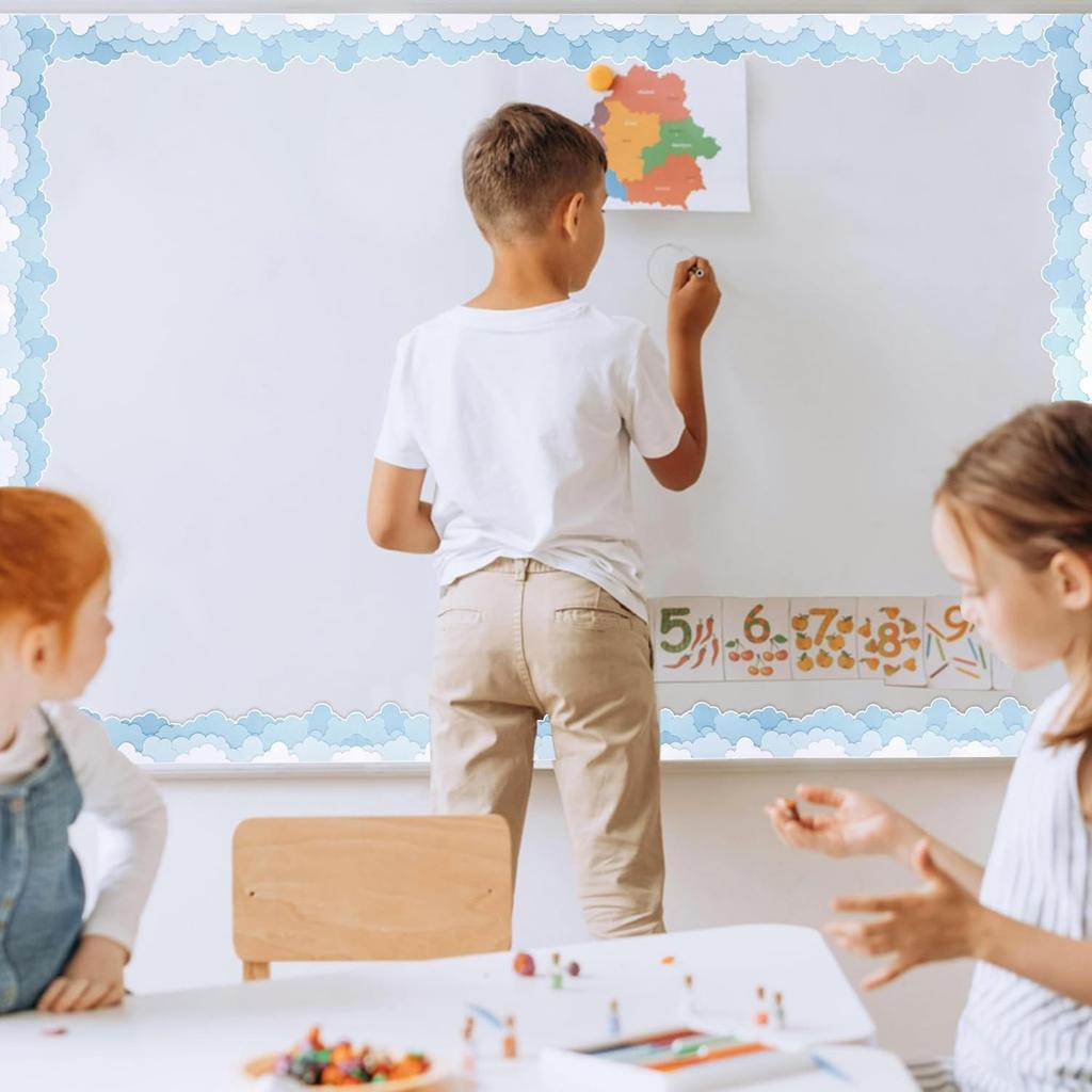 32.8ft Cloud Mass Border Trim Wall Sticker for Chalkboard Notice Board Decoration Bulletin Board Border Trim Sticker