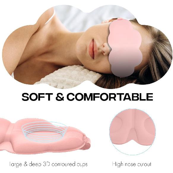 Sleep Mask,Soft 3D Contoured Silky Blindfold Eye Mask for Sleeping and Side Sleepers,Eye Cover with Adjustable Strap Suitable Gift for Men Women