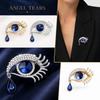 Luxury Crystal Eye Brooch Pin with Rhinestone Embellishments High-End Sweater Coat Accessory Elegant Tear Drop Design Fashion Jewelry