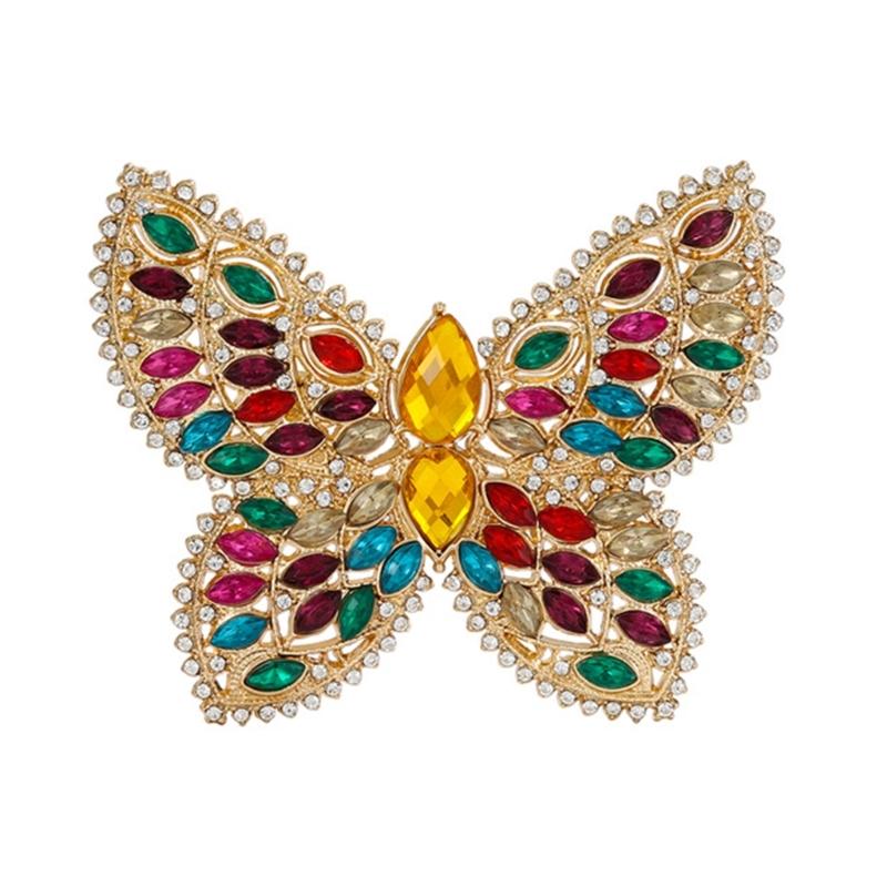 Crystal Butterfly Brooch Zinc Alloy Elegant Design Lightweight For Daily Wear And Evening Event Secure Pin Gift