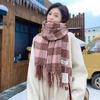 New Maillard Imitation Cashmere Plaid Shawl for Women Autumn and Winter Scarf Korean Style Atmosphere Thickened Warm Scarf