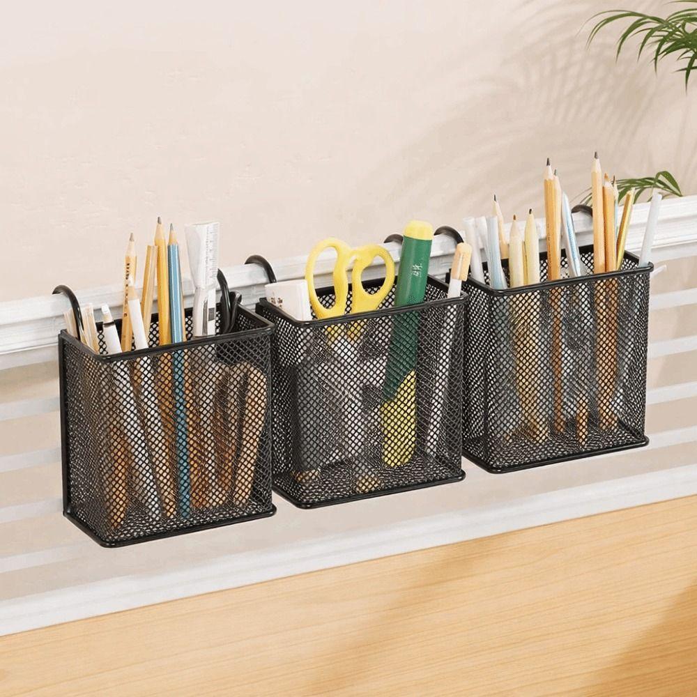 Wall Mounted Metal Hanging Basket Space Saving Stationery Storage Box Pen Holder  Home