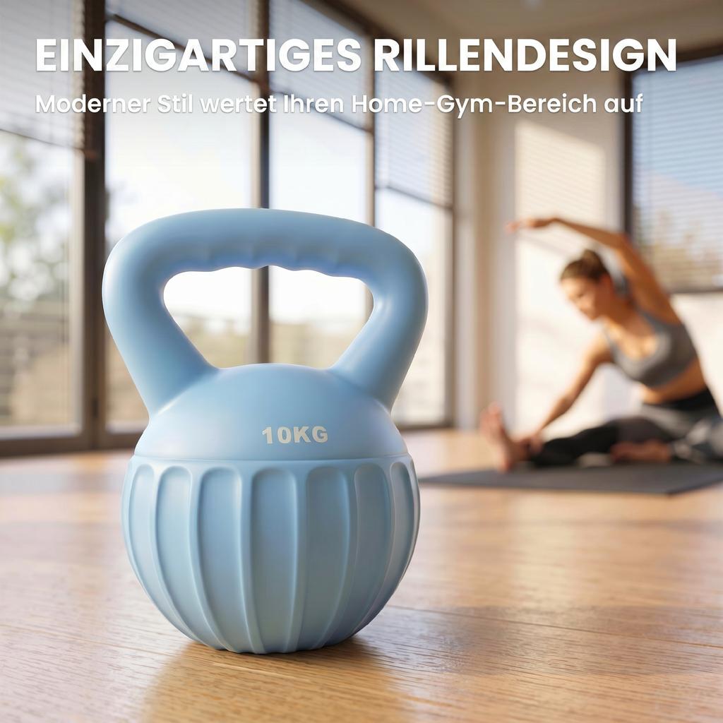Kettlebell 6 kg Weight, Sand-Filled Weight for Beginners, Home Strength Training, 21 x 21 x 27 cm, Blue