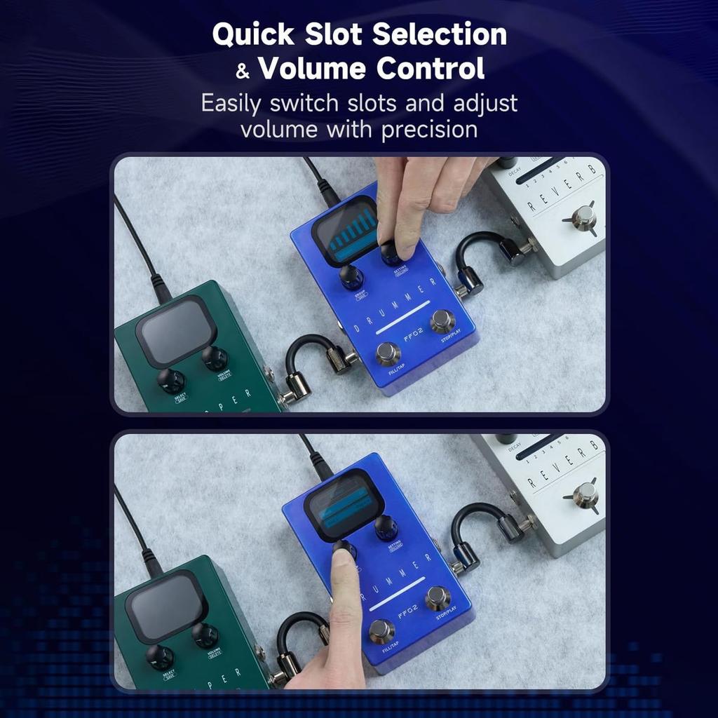 Asixxsix Drum Machine Guitar Effect Rhythmic Guitar Effects with 121 Drum 11 Style Rhythm 66 Customizable Studio Stereo Pedal, 44.1kHz Grooves, Pedal,