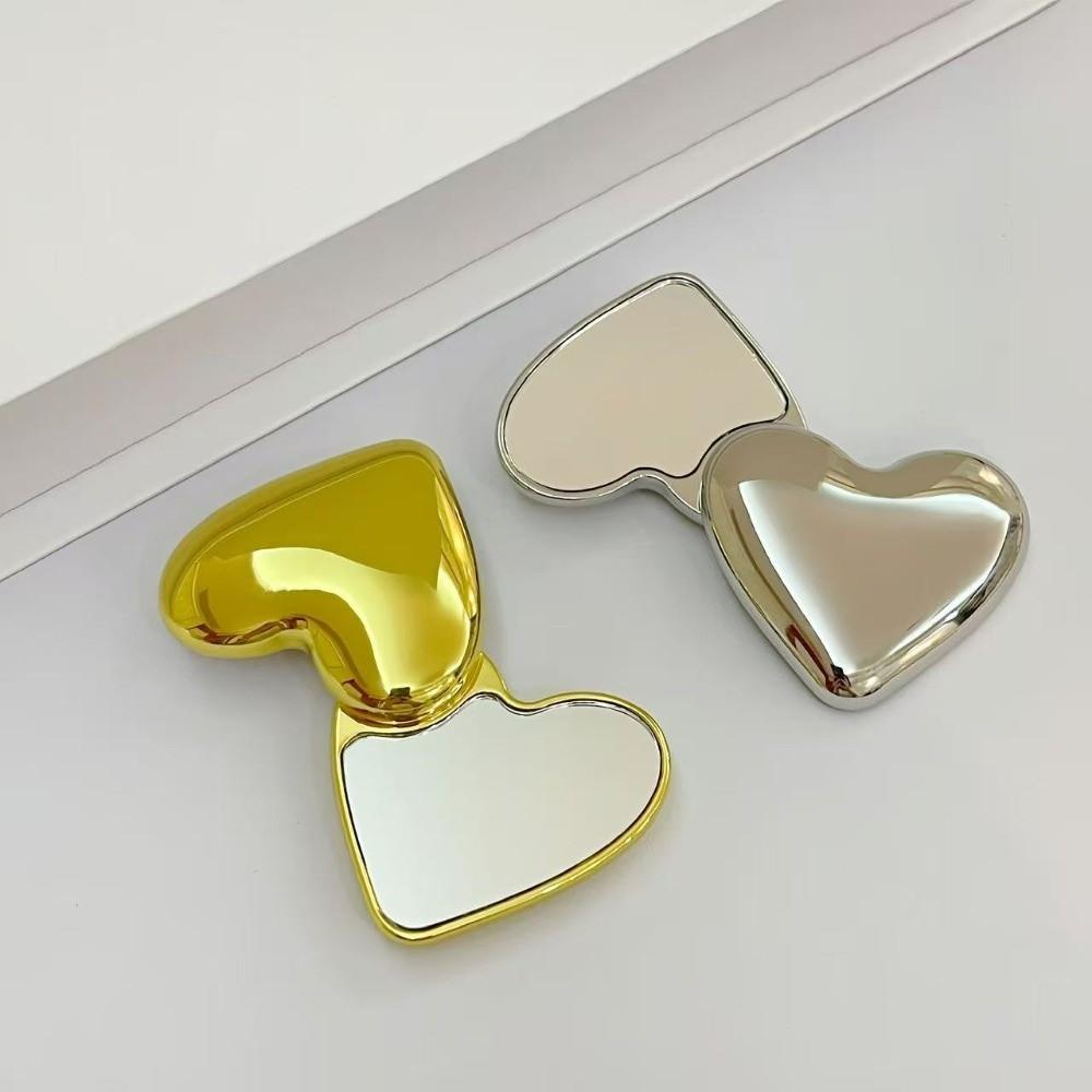 Metal Frame Portable Mirror Zinc Zinc Alloy Rotating Mirror Heart Shape Makeup Mirror Touch-ups