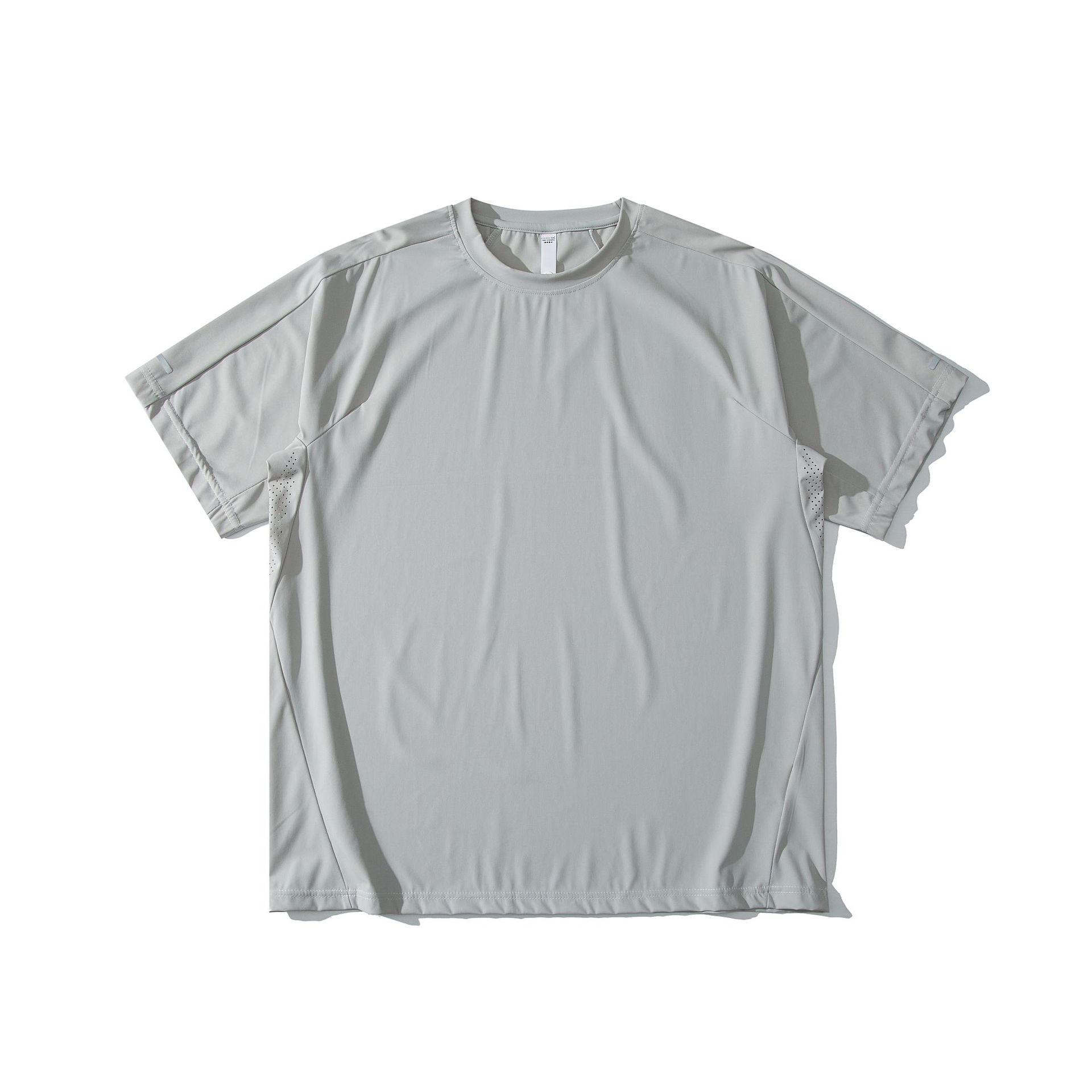 

Мужская быстросохнущая нейлоновая футболка для бега с круглым вырезом свободного кроя - Базовый слой из ледяного шелка для фитнеса и тренировок XL