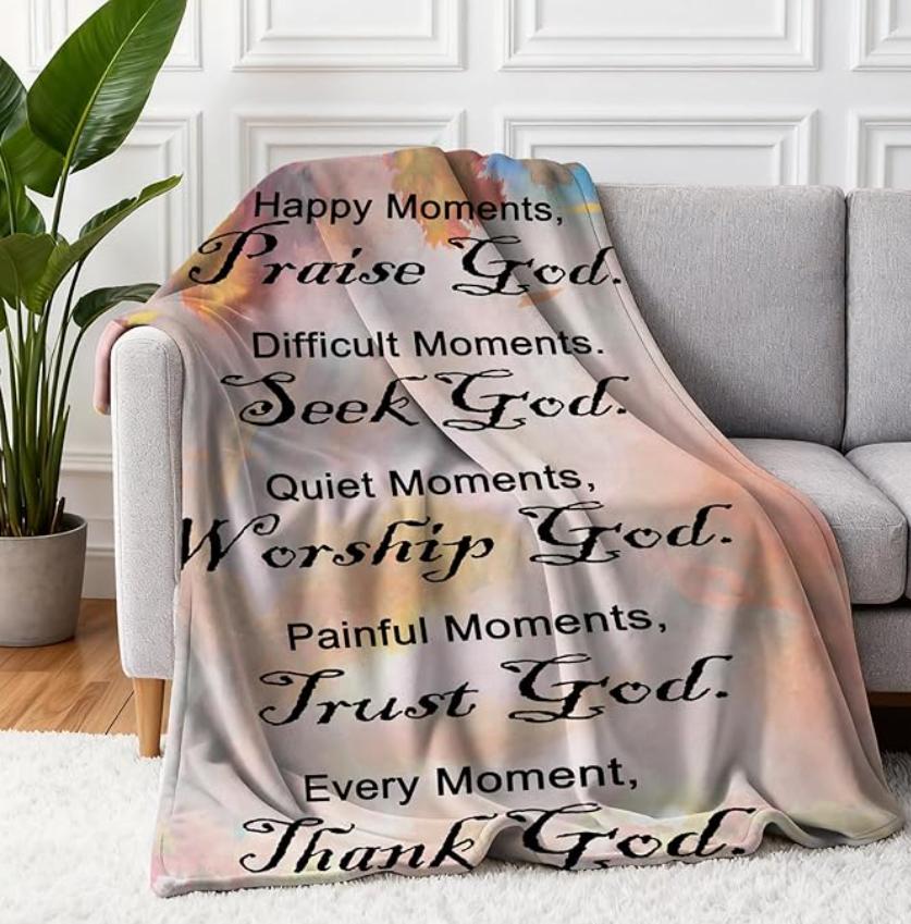 Christian Gifts for Women Faith, Inspirational/Religious/Spiritual/Baptism Gifts Adults/Girl, Soft Throw Blankets for Communion