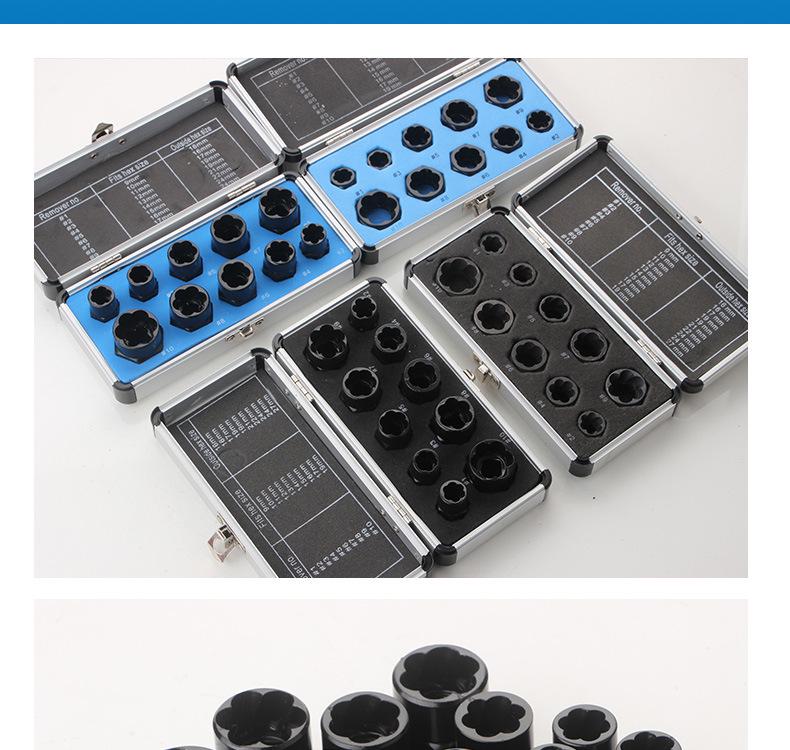 10-Piece Nut & Bolt Extractor Set for Damaged Screws