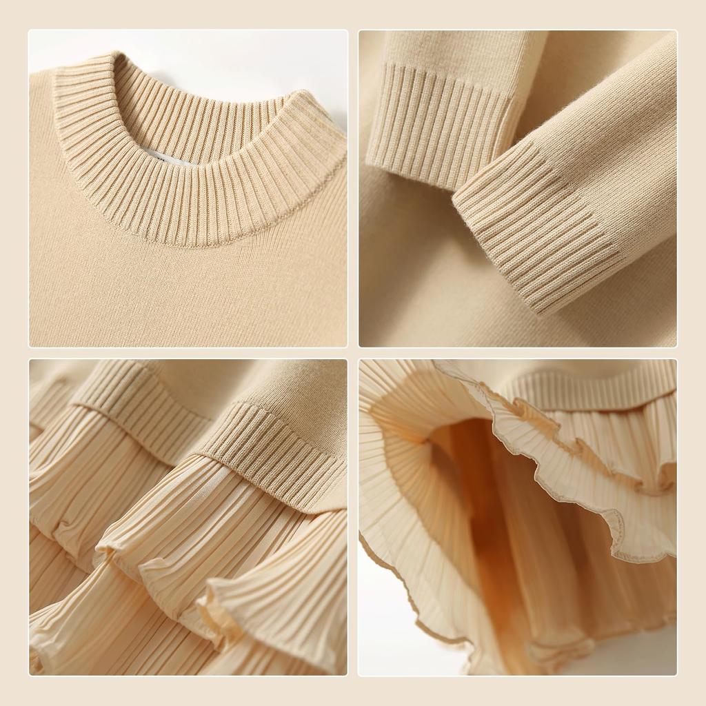 Maytopia Knit Long Midi Pleated Ruffle LYQ02 Women's Dress, Sleeves, Length, Flattering, Stylish, Hem, Casual, Formal, Commuting, Fall/Winter, (JP,