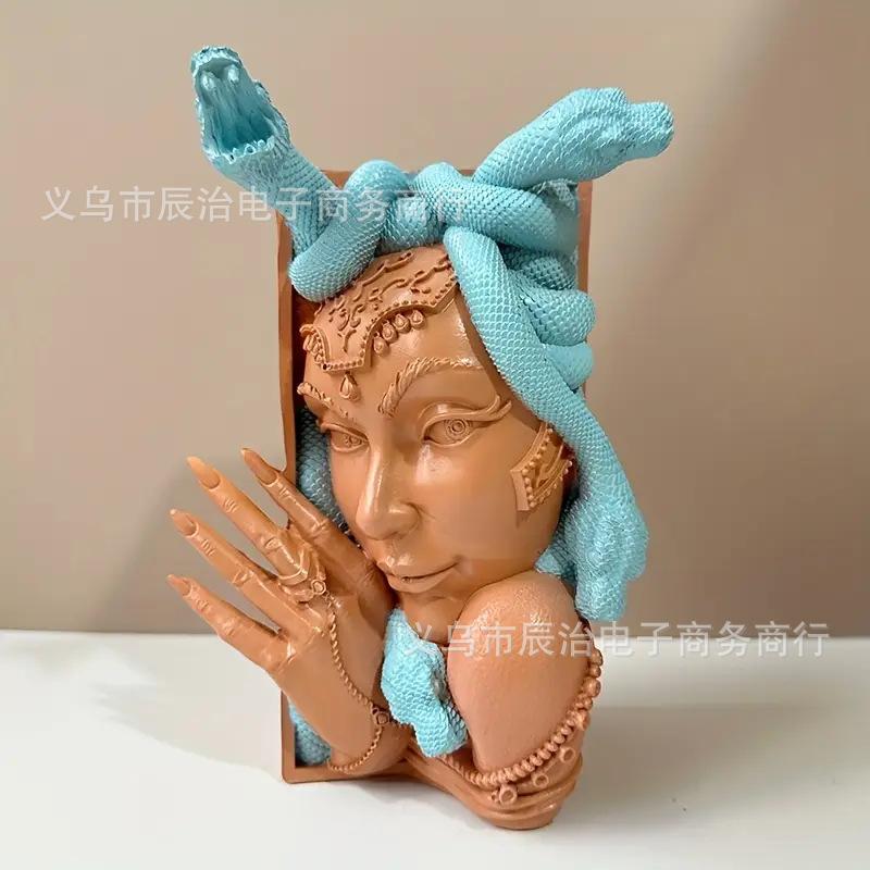 

New Fantasy Medusa Bookshelf Decoration Home Bookstand Ornament Living Room Desktop Decoration Resin Crafts