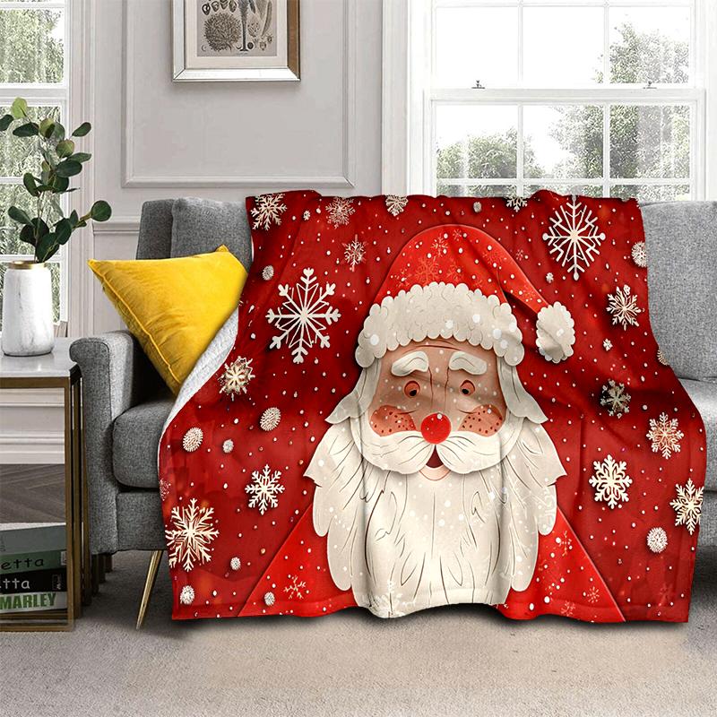 Cartoon Merry Christmas Santa Claus Christmas Tree Festival Gift Blanket,Soft Throw Blanket for Home Bedroom Bed Sofa Cover Kid