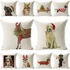 Xmas Animal Dog Cushion Linen Pillow Case Bed Cover Sofa Car