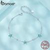 Bamoer 925 Sterling Silver Blue Starfish Bracelet Plated White Gold Adjustable Chain for Women Summer Fine Jewelry Party