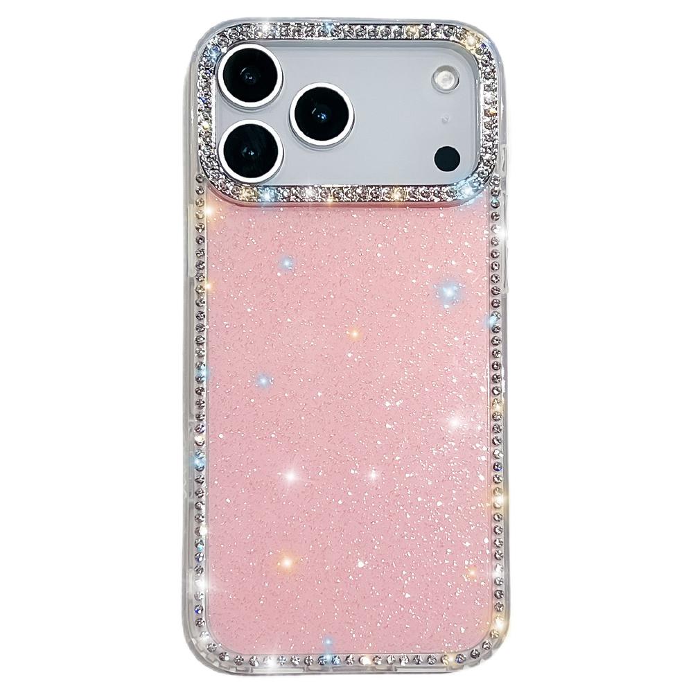 For iPhone 17 Pro Max Case Rhinestone Edge Glitter Back TPU+PC IMD Phone Cover