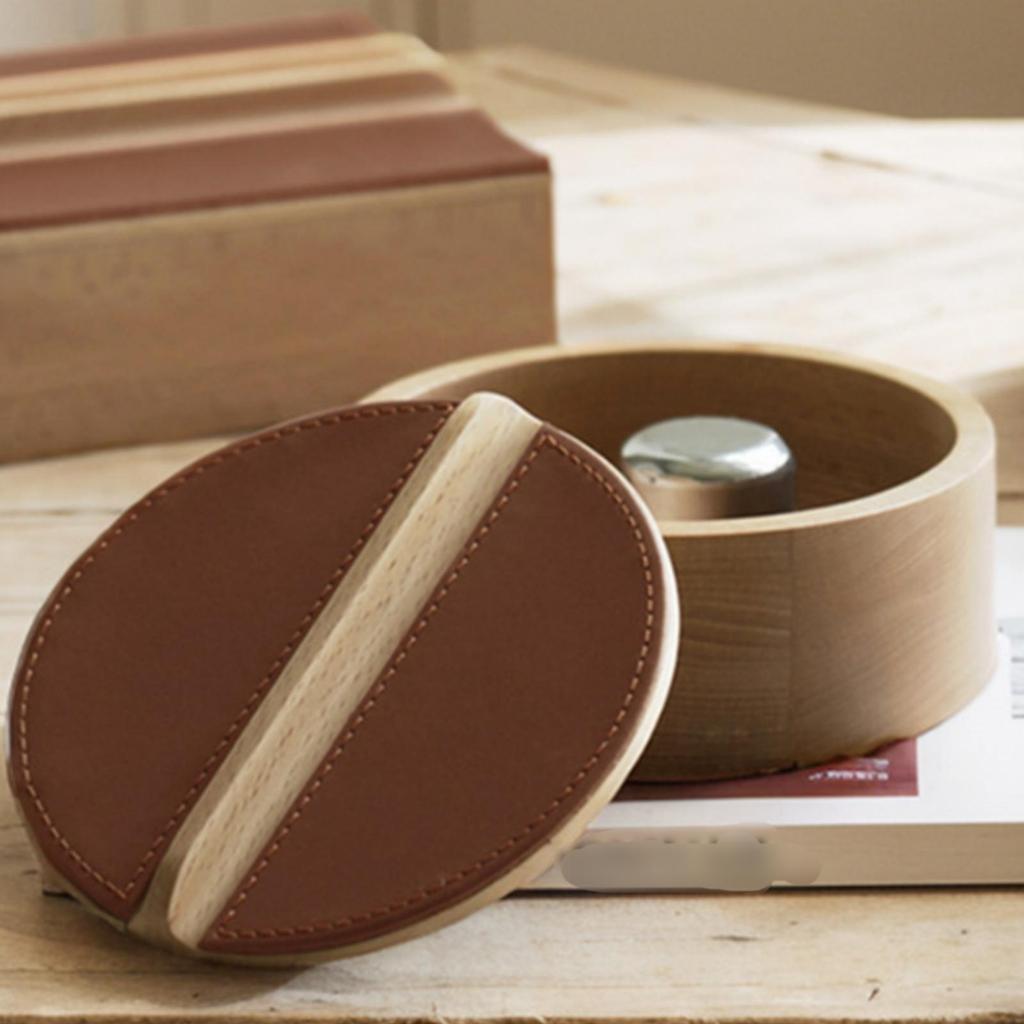 Solid Wood Storage Box Snug Lid Round Lifting Strip Cylindrical Wooden Jar