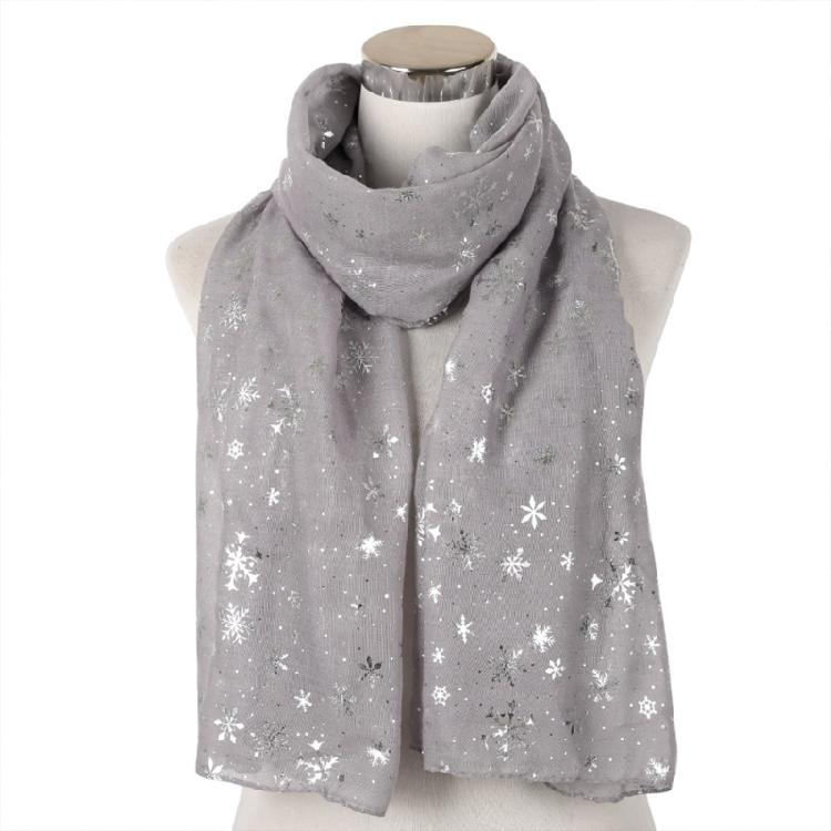 Glitter Christmas Scarf for Ladies Breathable Foil Print Winter Scarf for Adult