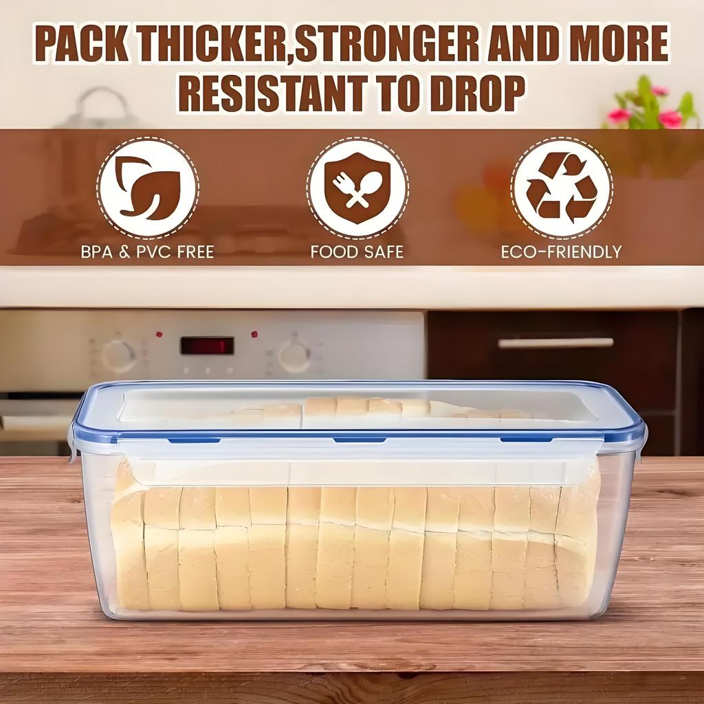 Airtight Bread Keeper Container | Lock Freshness for Sandwich & Loaf Bread | Space-Saving Kitchen Pantry Organizer with Lid