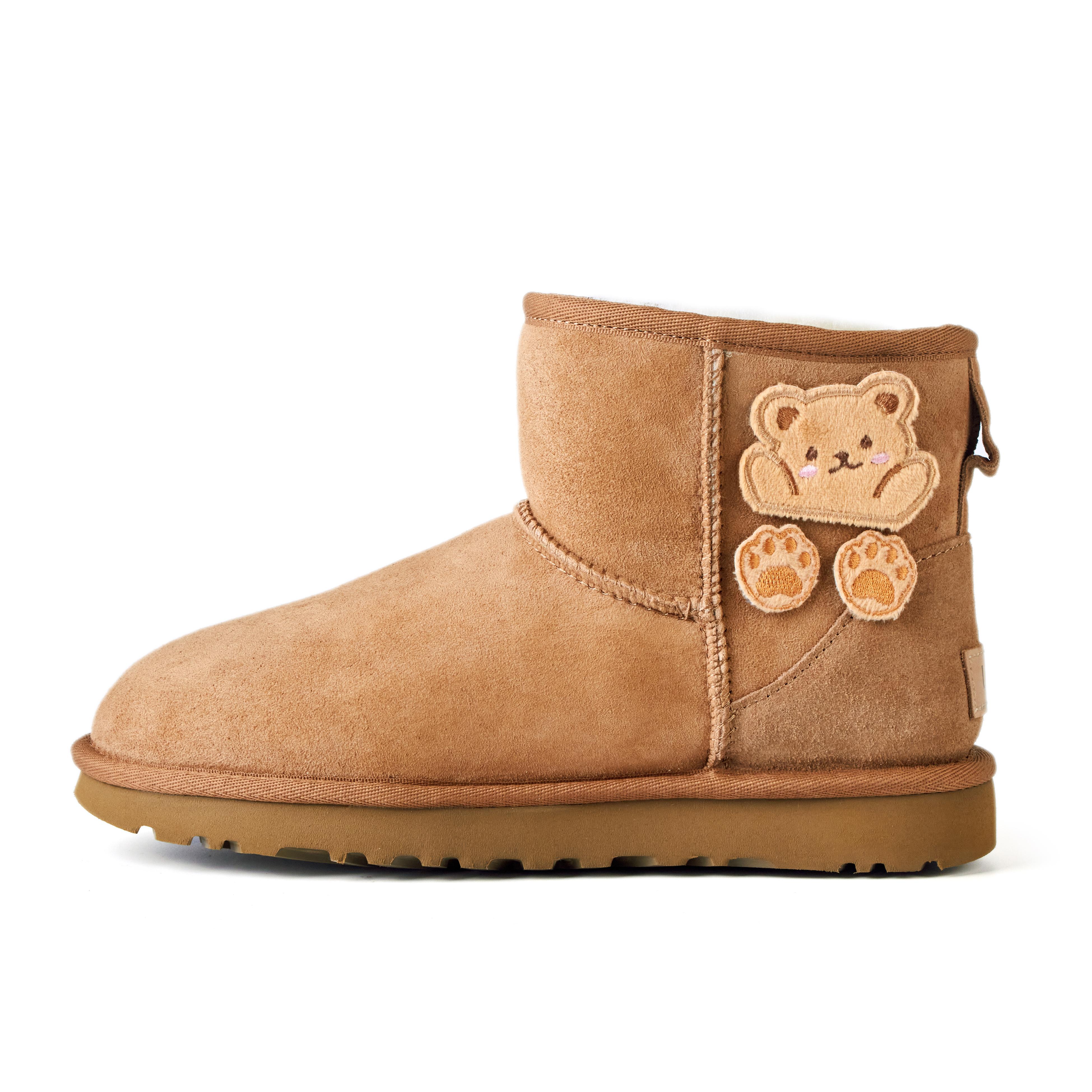 UGG Little Cheese Cake Idou Sheepskin Thermal Abrasion Resistant Short Snow Boots Women s Caramel 1016222-CHE(Team354-) 40