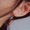Versatile Gold-Plated S925 Sterling Silver Cross Earrings with Diamond-Set Ear Cuffs - Minimalist Light Luxury for Women