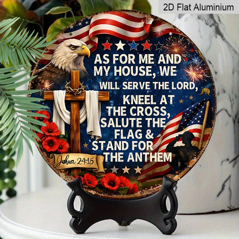 2D flat 1pc aluminum pendant, commemorating American Veterans Day, cross style, size 7.87 inches x 7.87 inches, suitable for patriotic decorations