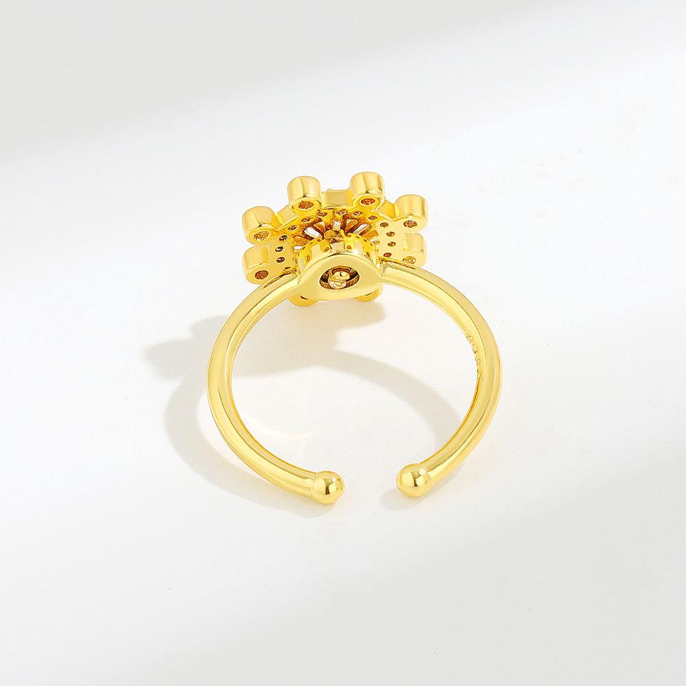 Rotating Zircon Ring Women Astrology Helm Design Anti Anxiety Stress Relief Jewelry Fashion Spinner Ring For Her