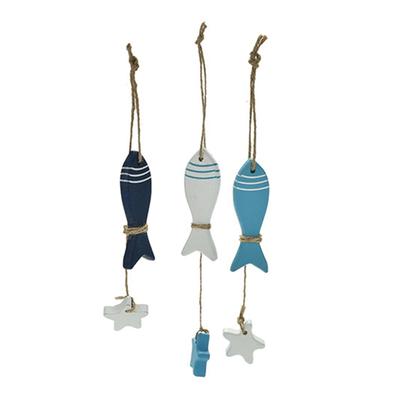 Mediterranean Nautical Wall Decor Hanging Craft Wooded Fish Starfish Ornament