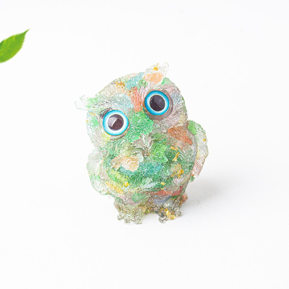 Figurine Hibou en Résine Cristal Pour Décoration Maison Bureau Cadeau Pour Amis Et Famille