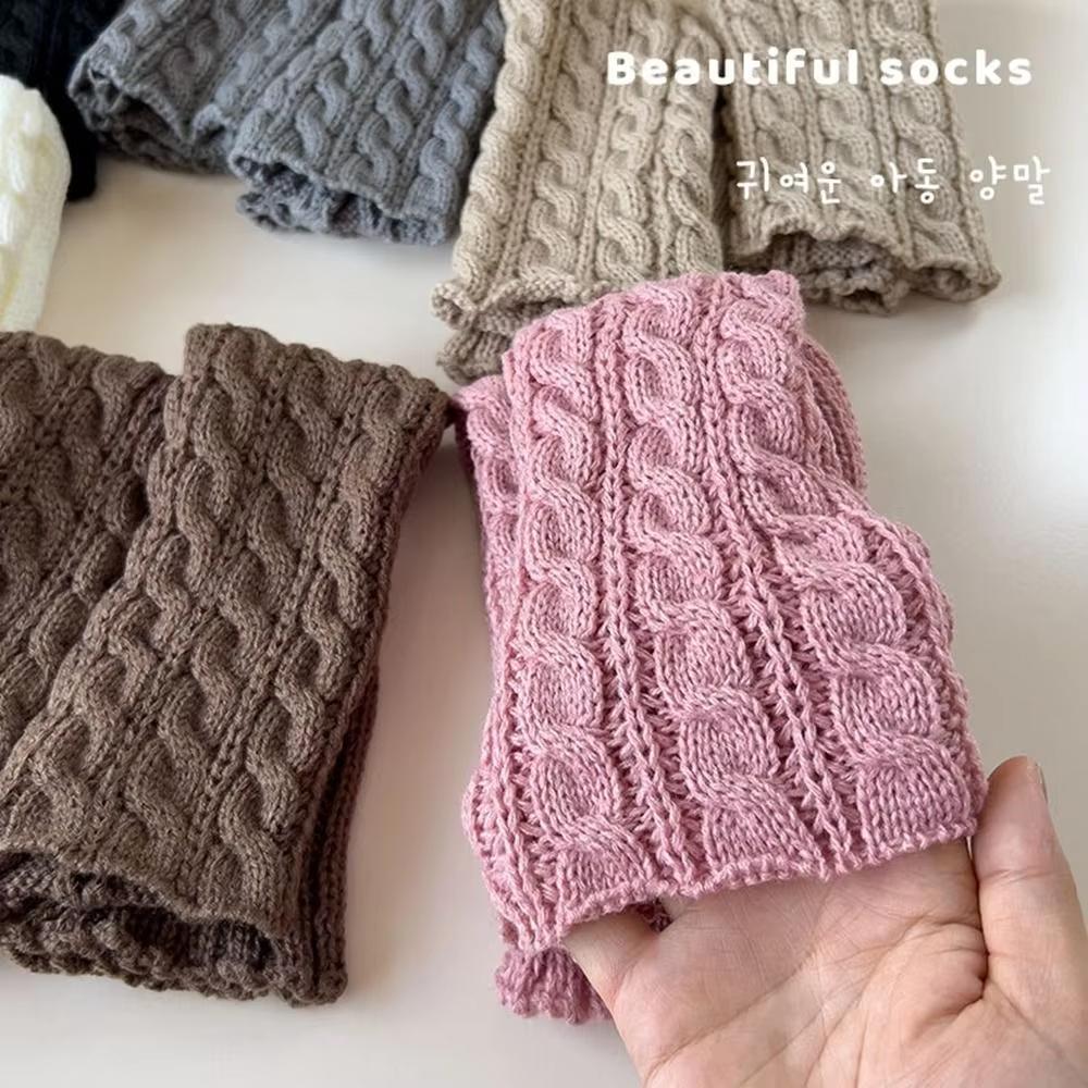 Scaldamuscoli per bambini, calzini lavorati a maglia intrecciati Lolitas, copripiedi caldi per bambine, calzini carini e dolci, calze lunghe