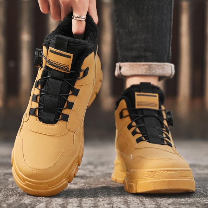 

Plus Velvet High-top Martin Boots Men s Shoes British Retro Tooling Shoes Thick-soled Warm Short Boots Cotton Shoes 44 коричневый