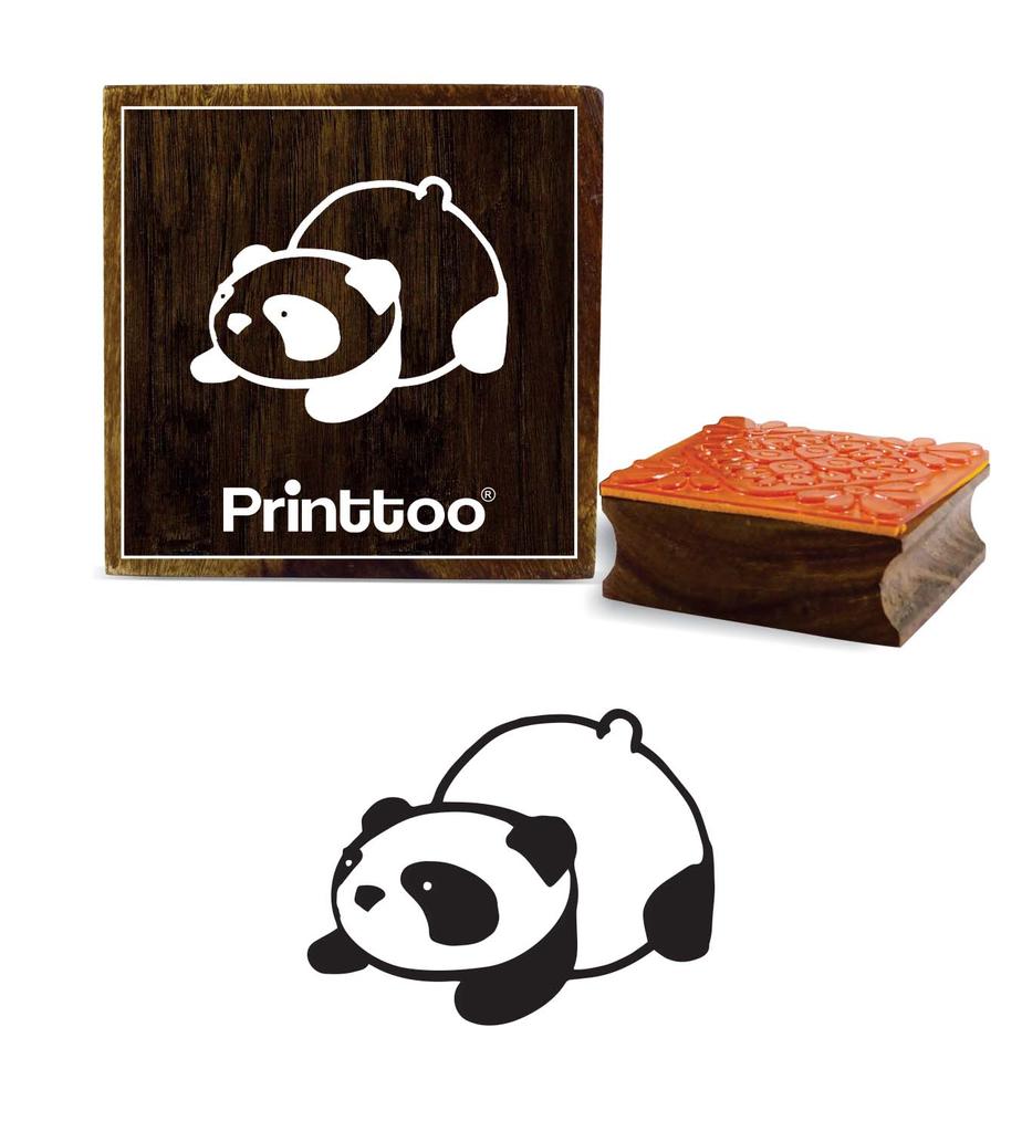 Printtoo Diary Card Laying Panda Design Square Wooden Rubber Stamp Scrap- booking -2 x 2