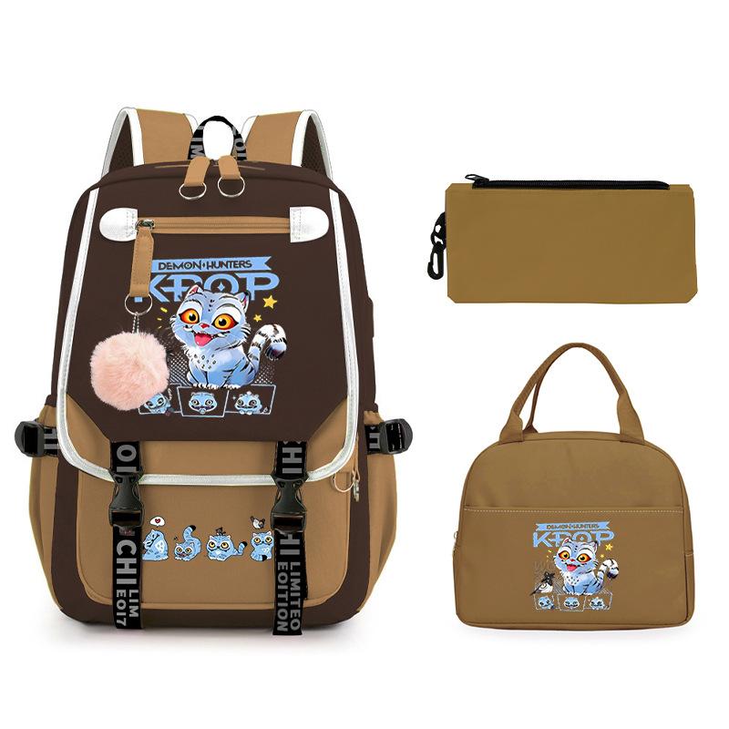 Animation Cartoon Printing Large Capacity Lightweight Student Schoolbag Children'S Leisure Backpack Three-Piece Set