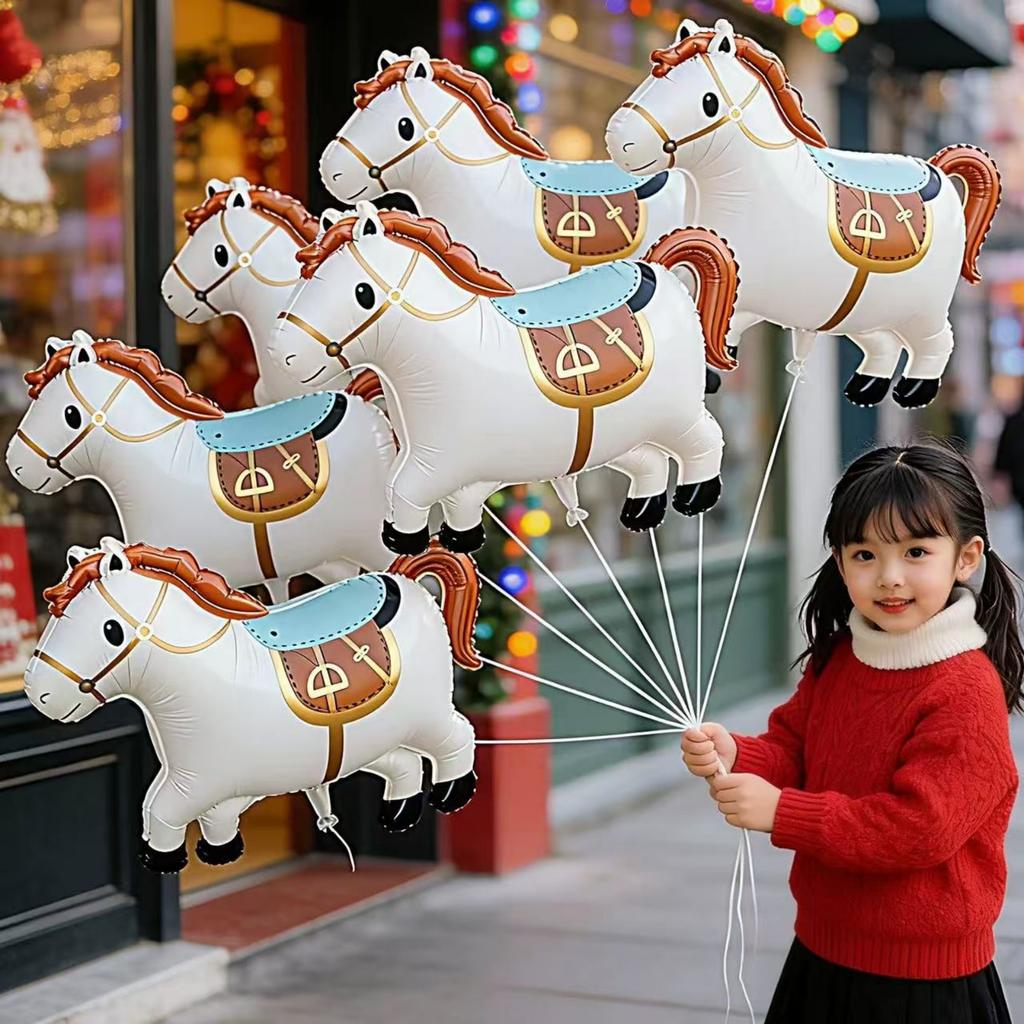 4 PCS Year Of The Horses Party Decoration Balloons,Horse Balloons Brown And Western Horse Foil Balloons For Western Cowboy Horse Theme Birthday Party