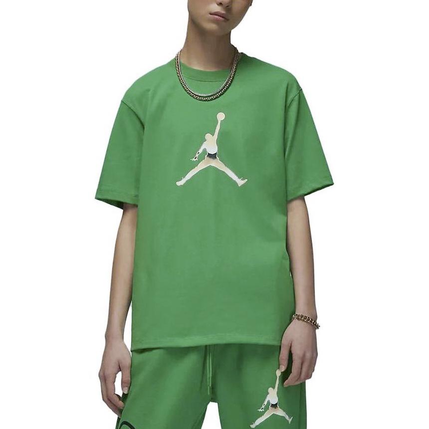 Jordan Logo Printed Breathable Round Neck Loose Short Sleeve Drop Shoulder T-Shirt Women T-Shirt Green FJ2511-310