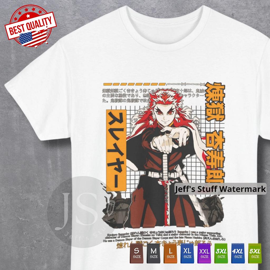Demon Slayer Rengoku T shirt Kimetsu No Yaiba Tee Anime Manga Japanese Cosplay