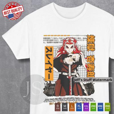 Demon Slayer Rengoku T Shirt Kimetsu No Yaiba Tee Anime Manga Japanese Cosplay