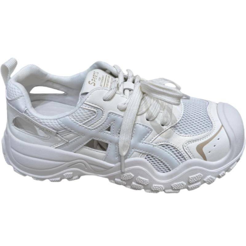 Leather Hollow Sweet Cool Hole Hole Versatile Dad Shoes Women's New Summer Thick-soled Breathable Mesh Sneakers