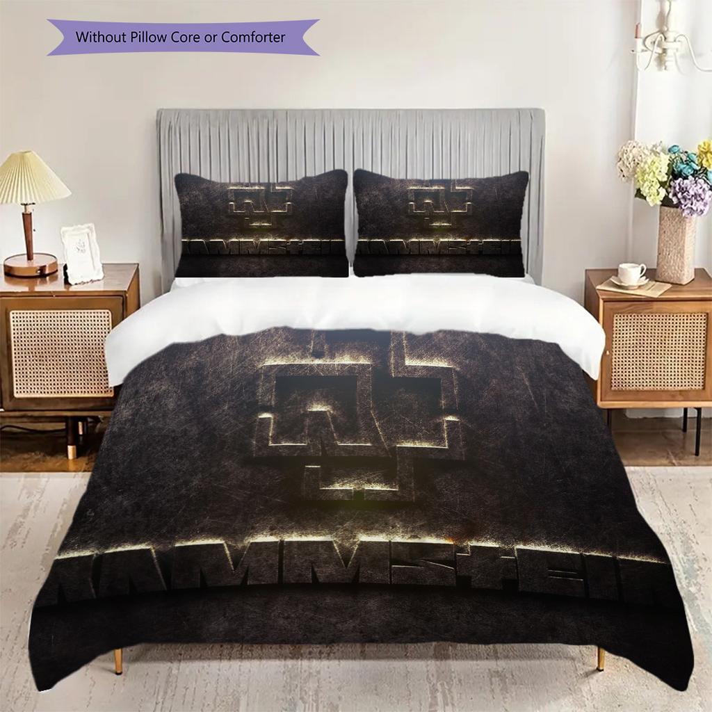 Rammsteins Industrial Rock Legacy Three-piece Set (1 * Duvet Cover + 2 * Pillowcase, Without Core) 2D Flat Soft and Comfortable Bedding Set
