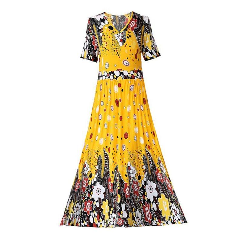 Buy Women Dress Summer Holiday Charming Floral Print Short Sleeve V