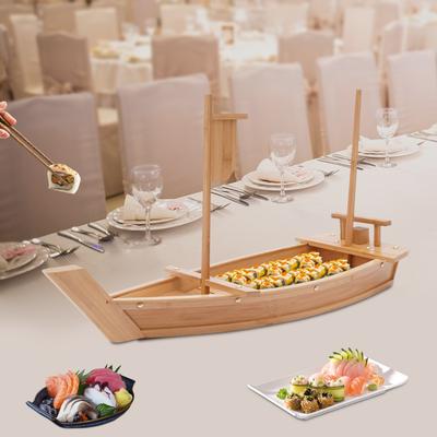 Plateau de service à sushis en forme de bateau Compatible glace sèche Conception détachable Rivets métalliques Coins arrondis Idéal pour les fêtes