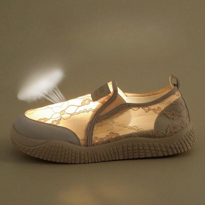 Women's Platform Mesh Sneakers Summer Sports Flat Shoes Workout Gym Running Shoes Breathable Slip-On Walking Shoes Casual Tennis Sneakers for Women