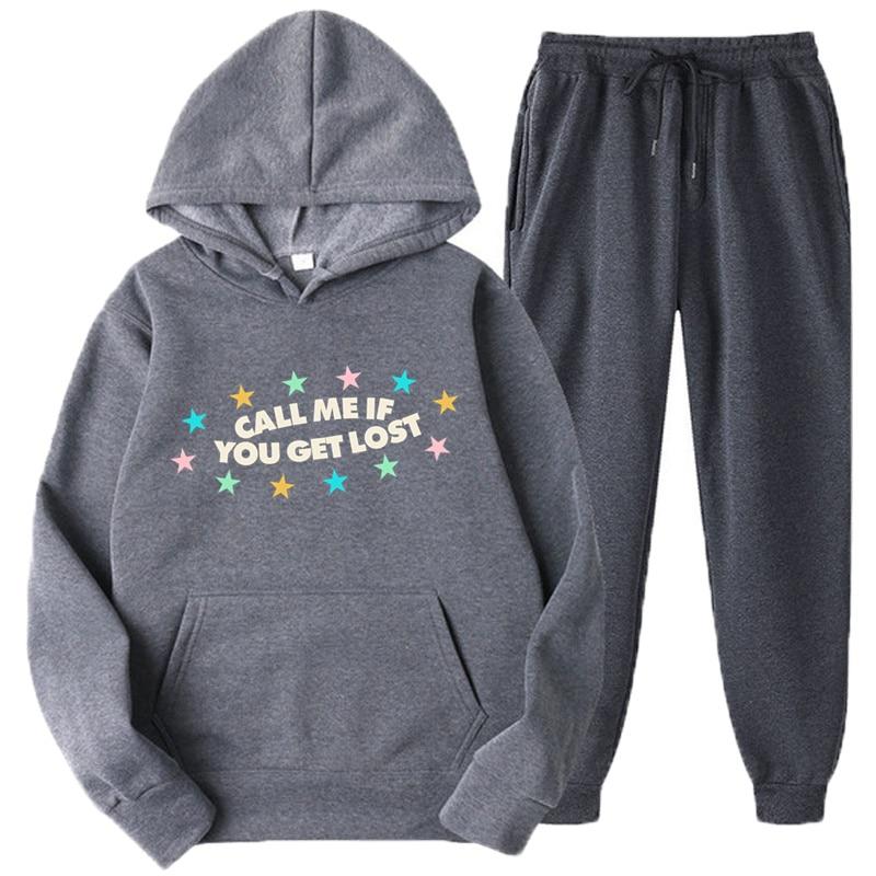 Call Me If You Get Lost Alphabet Printed Men Women Tracksuit Set Casual Hoodie And Pants 2pcs Sets Oversized Fashion Men Clothes