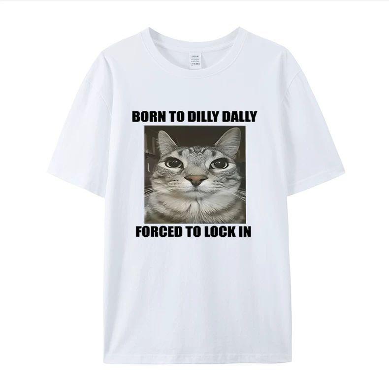 Niedliches Lustiges Katze Herren Bedrucktes Kurzarm Sommer Lässig Vielseitig Street-Atmosphäre T-Shirt Cool Atmungsaktiv Übergroßes Oberteil