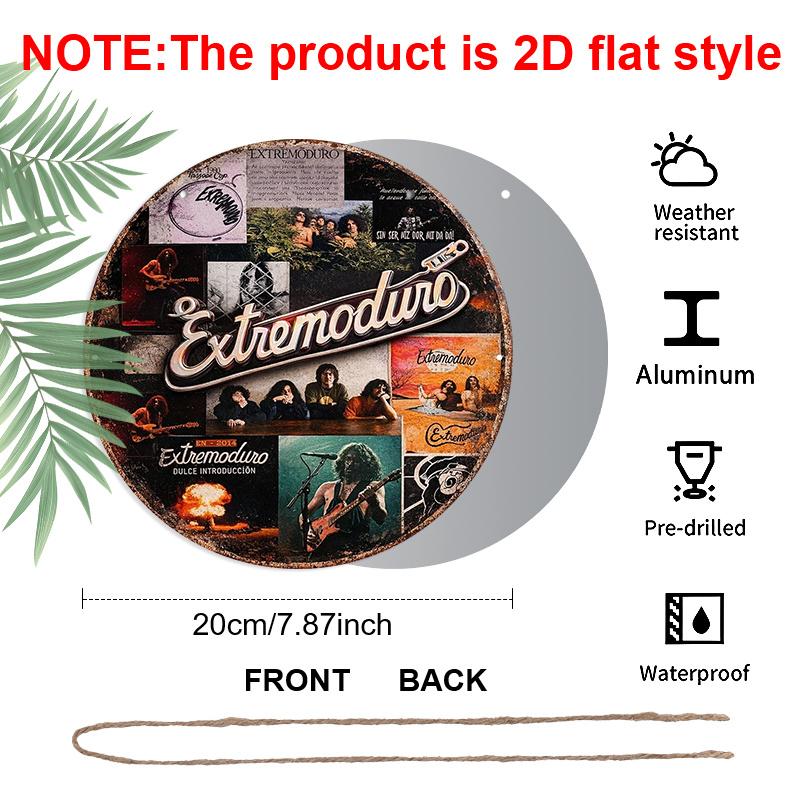 2D Flat 1pc Aluminum Decorative Piece Retro-Style Band Wall Hanging 7.87 inches × 7.87 inches Ideal for street displays, shops, bars, cafes, family