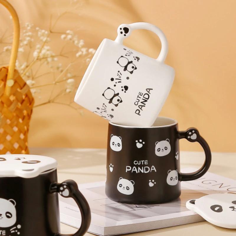Creative Cartoon Panda Ceramic Cup Original and Funny Cups To Give Away Mugs Children's Cute Cover Original Black and White Mug