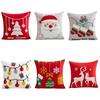 Cartoon Santa Embroidered Cushion Cover Durable Canvas Fabic Christmas Theme Square Throw Pillow Case Home Accent Decors