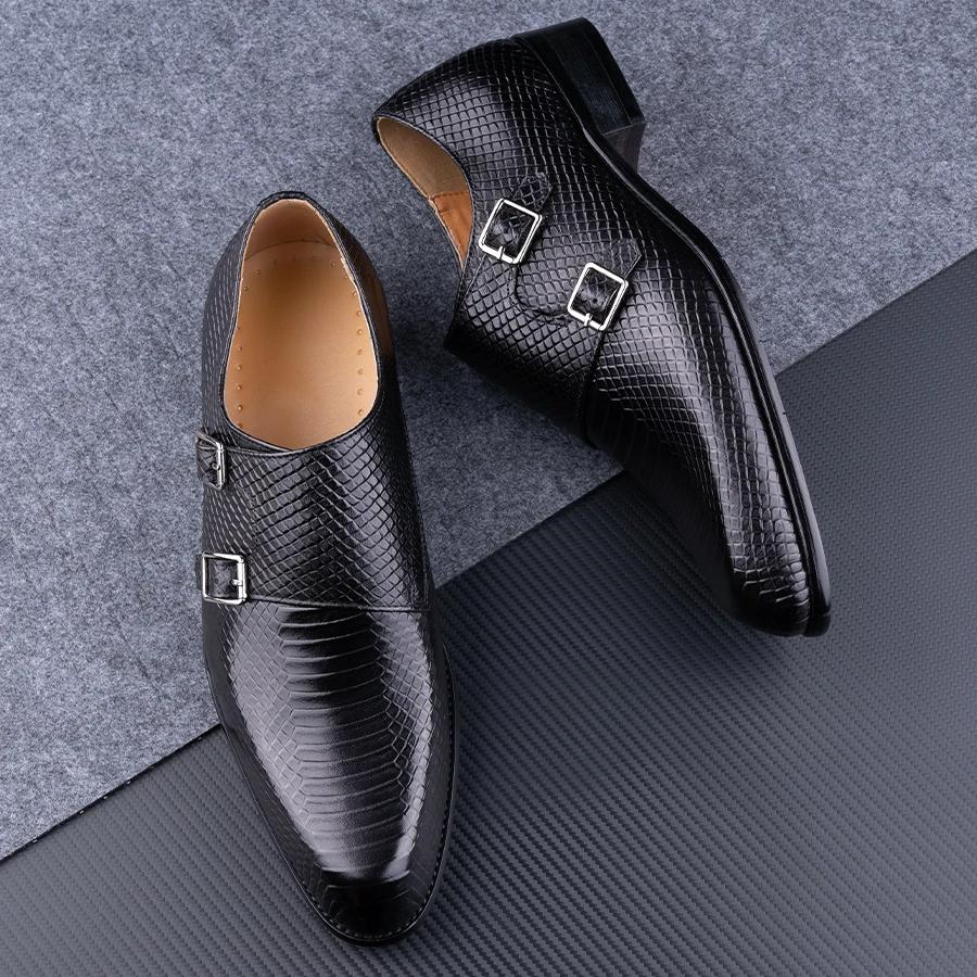Fashion Genuine Leather Shoes Handmade Loafers for Men High Quality Buckles Monk Shoe Male Sapato Social Masculino Business Formal Shoes