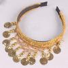Iron Coin Elegant Headband Head Chain Belly Dance Hair Cosplay Accessory - Gold, 13x11cm