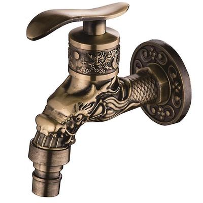 Washing Machine Faucet Retro Old-fashioned Carved Home Sink Garden Single Faucet