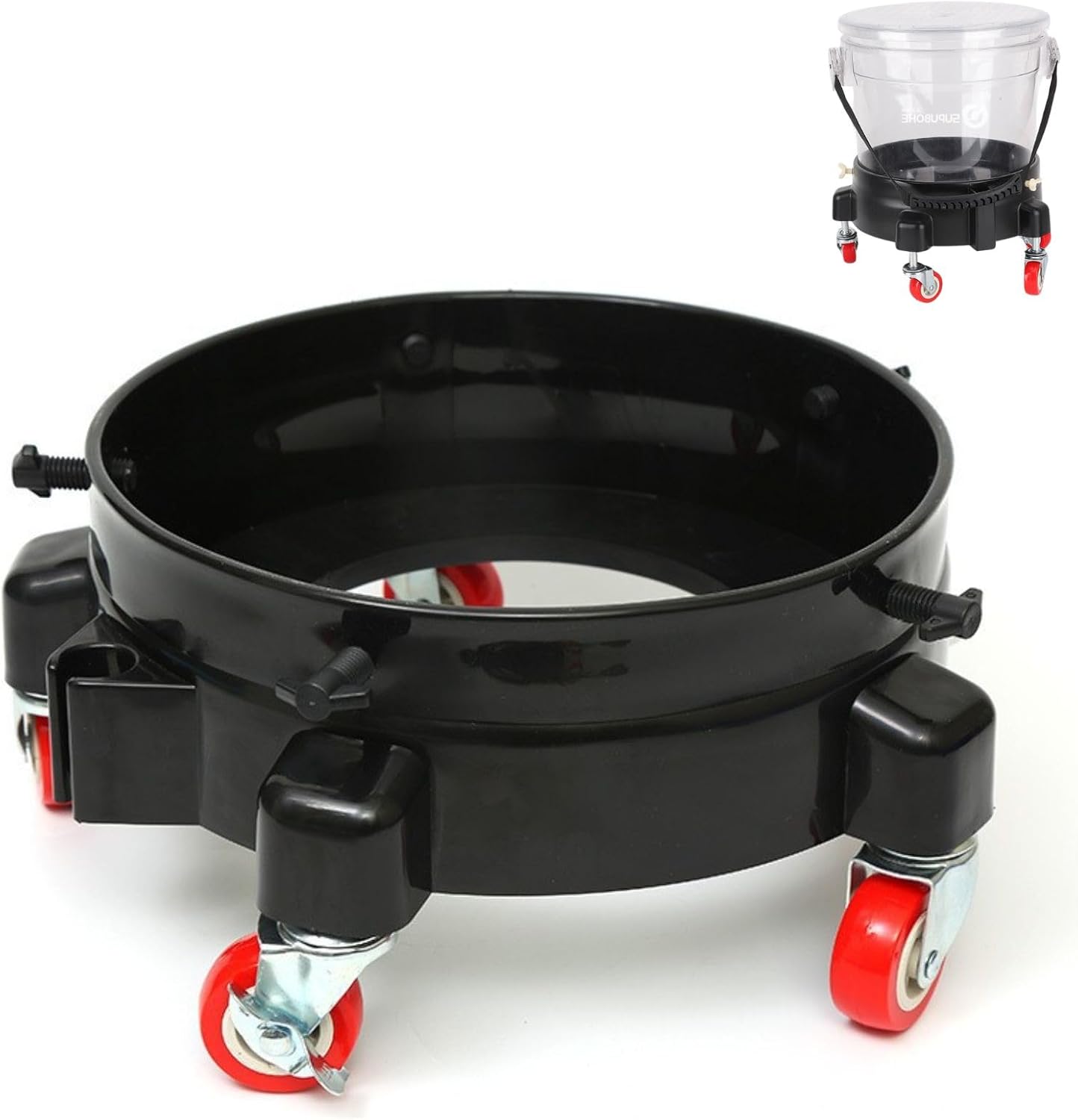 

Тележка для ведра для мойки автомобиля с поворотными на 360° колесами, съемная для ведер на 2 5 4 5 6 галлонов, универсальная тележка на колесах с лотком для хранения принадлежностей чёрный